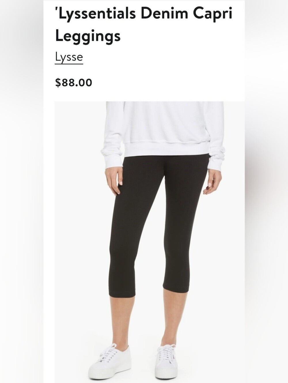 Lysse Lyssentials Black Slim Stretch Knit Denim Capri Large New Travel Casual